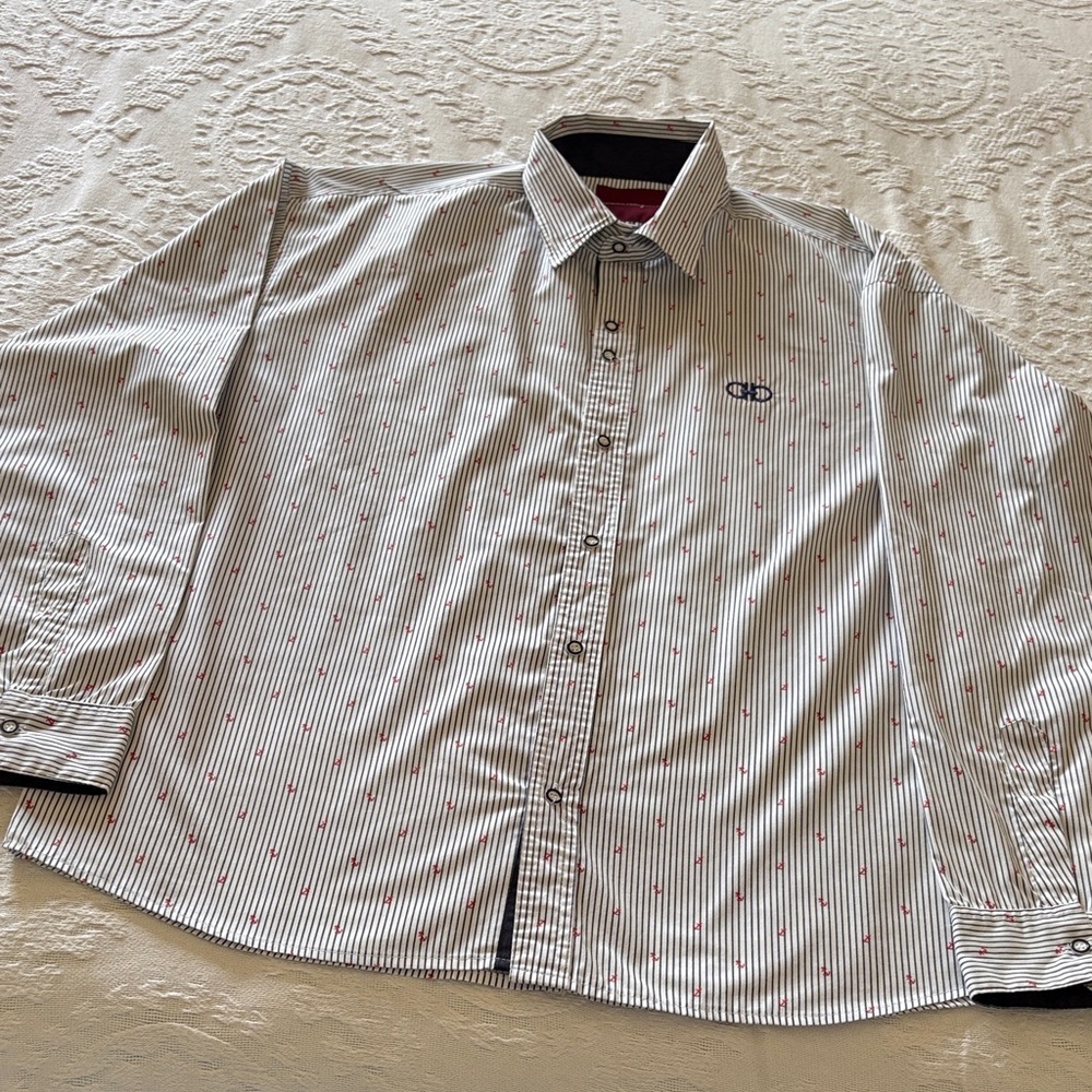 Salvatore Ferragamo (Unauthenticated) Men's Striped Nautical Gently Loved Shirt